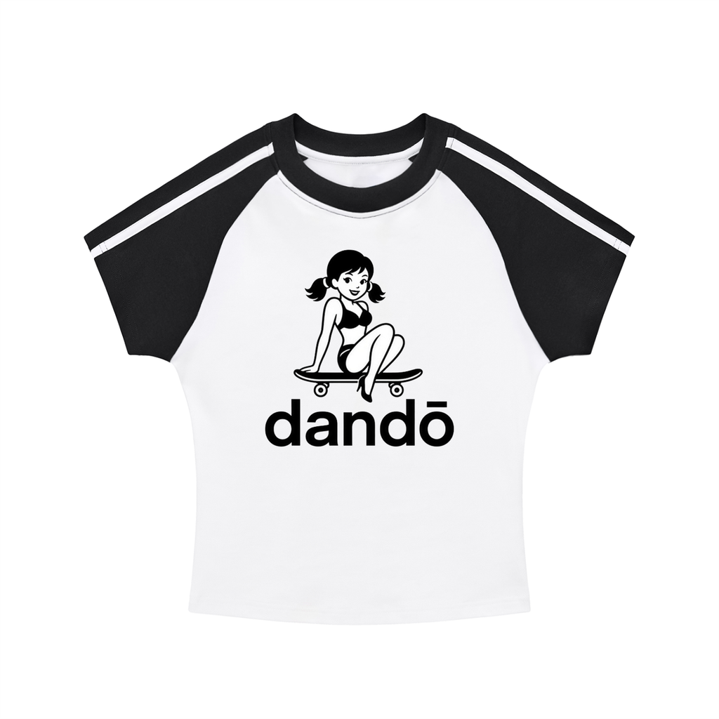 Dandō Skate Betty Contrast Stripes Bodycon Raglan Sleeve Shirt