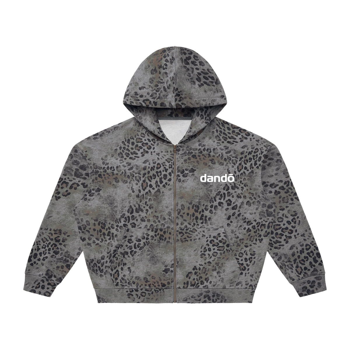 Dandō Grey Leopard Full Zip Hoodie