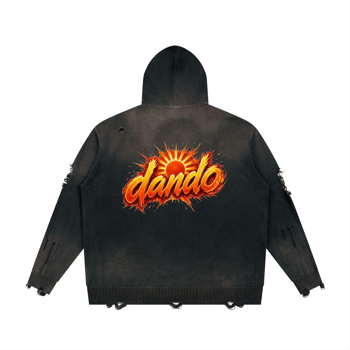 Dandō Burning Sun Distressed Full Zip Sweater