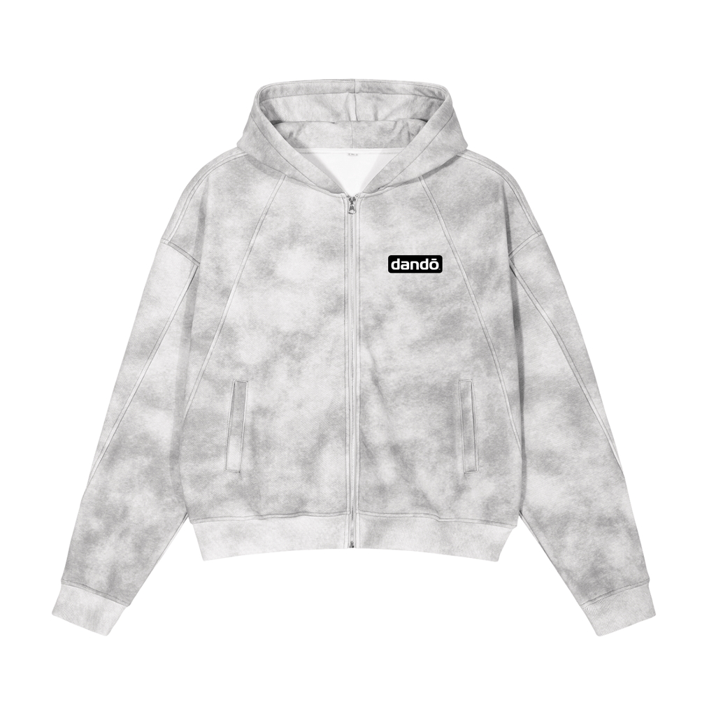 Dandō Dirty Washed Zip-Up Fleece Hoodie