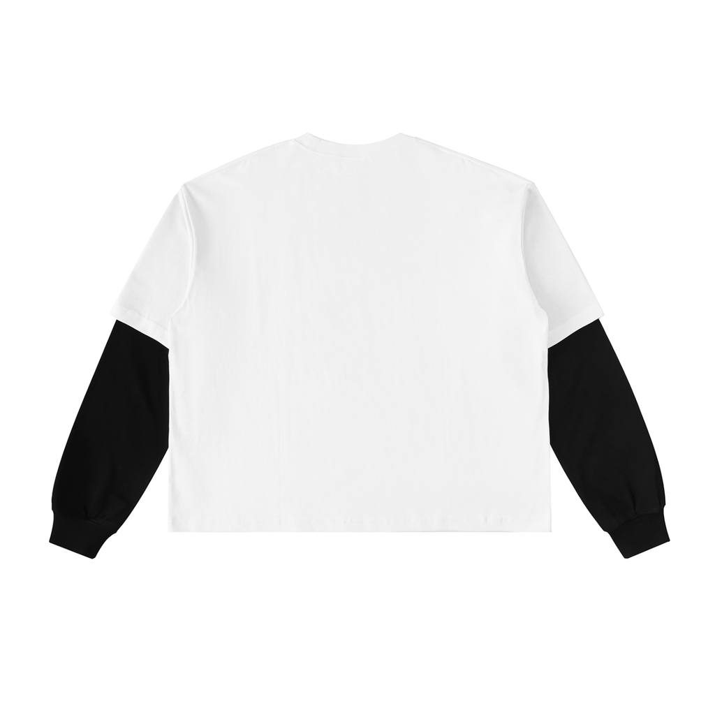 Dandō Over Bite Layered Contrast Sleeve Cotton Shirt