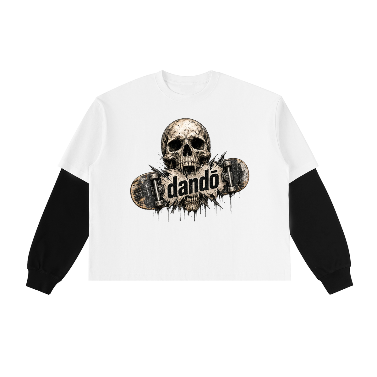 Dandō Over Bite Layered Contrast Sleeve Cotton Shirt