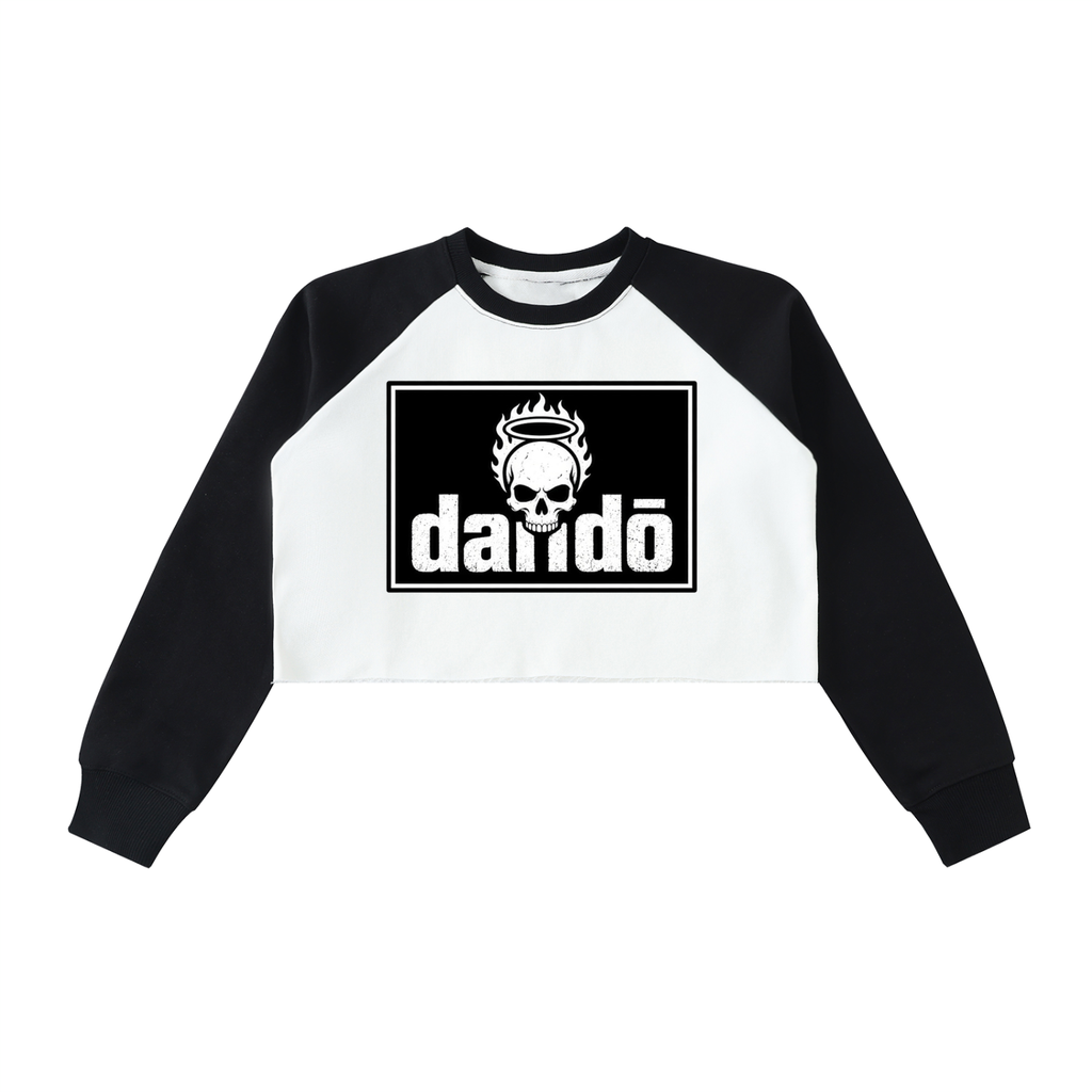 Dandō Bad Girl Raw-Hem Color-Block Raglan Crop Sweatshirt