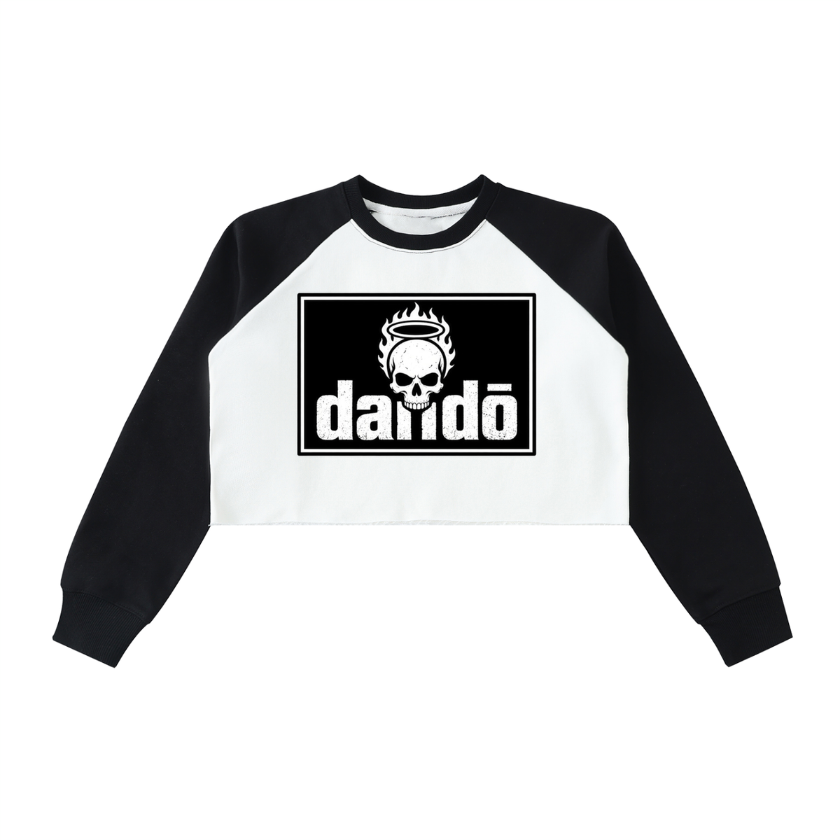 Dandō Bad Girl Raw-Hem Color-Block Raglan Crop Sweatshirt
