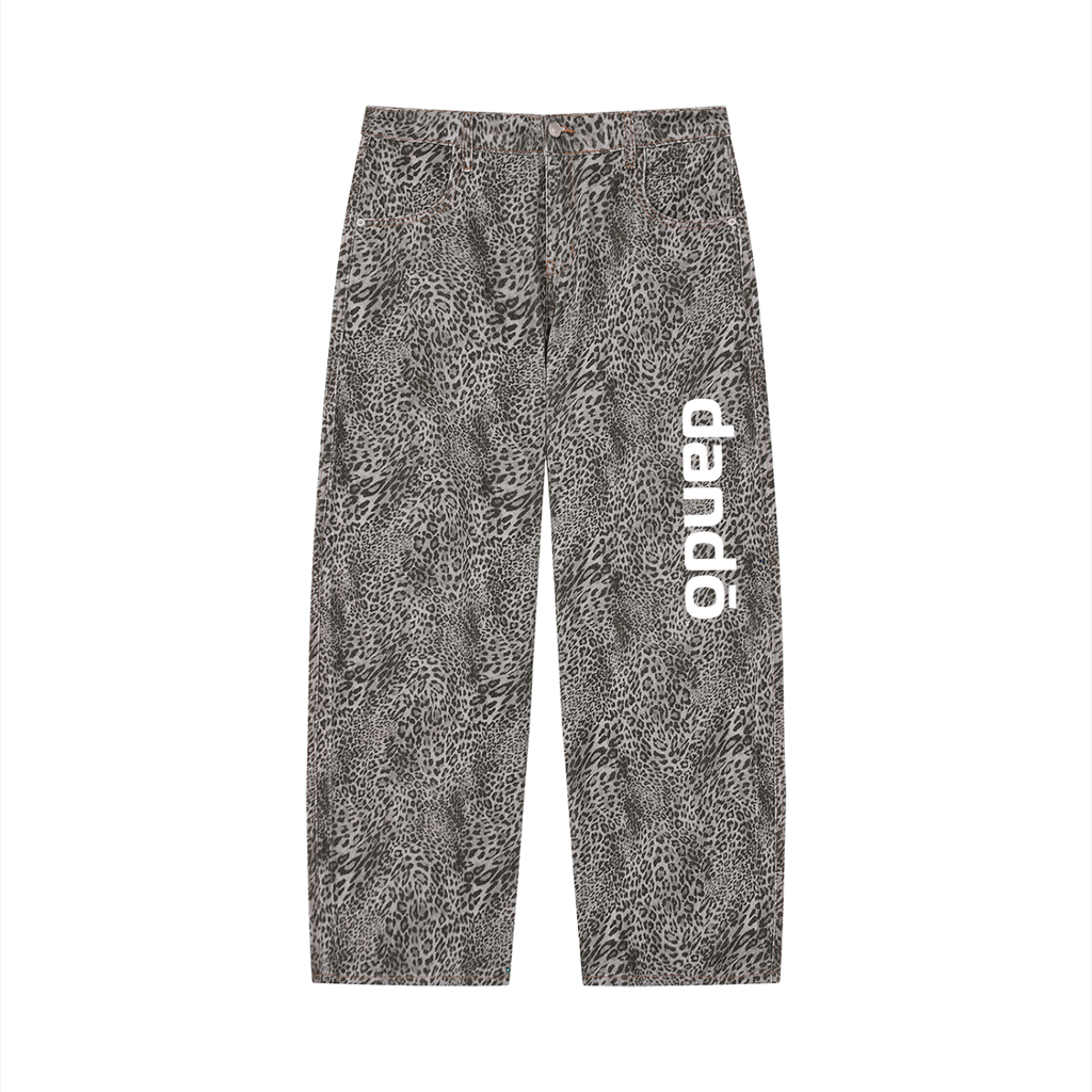 Dandō Vintage Wash Leopard Wide Leg Jeans