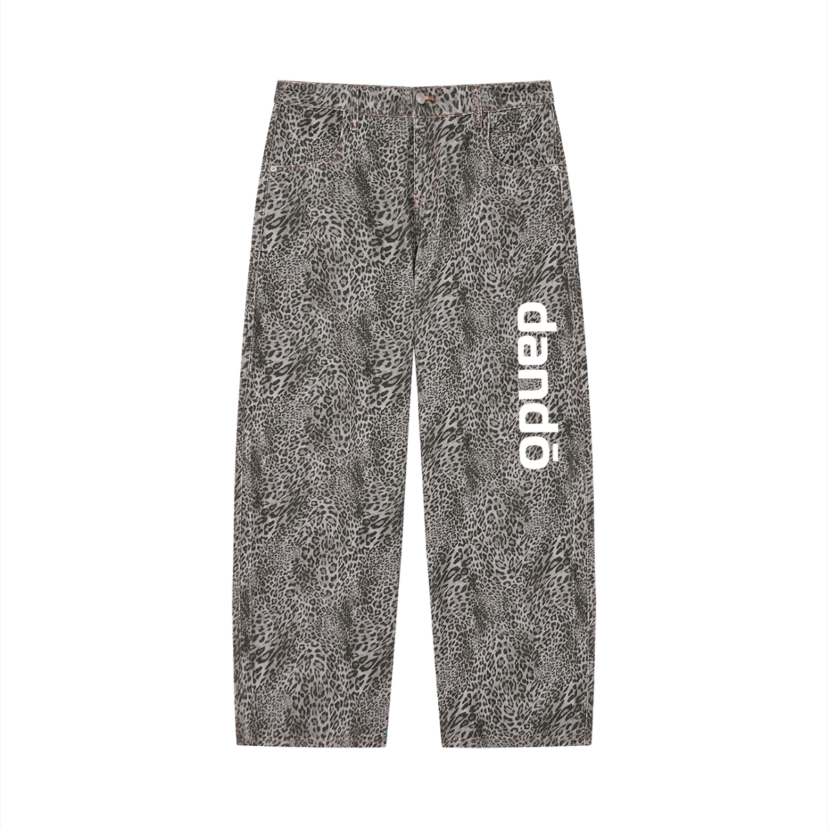 Dandō Vintage Wash Leopard Wide Leg Jeans