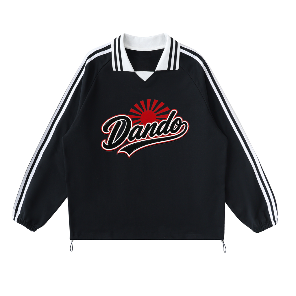 Dandō Rising Sun Striped Lapel Collar Sweatshirt