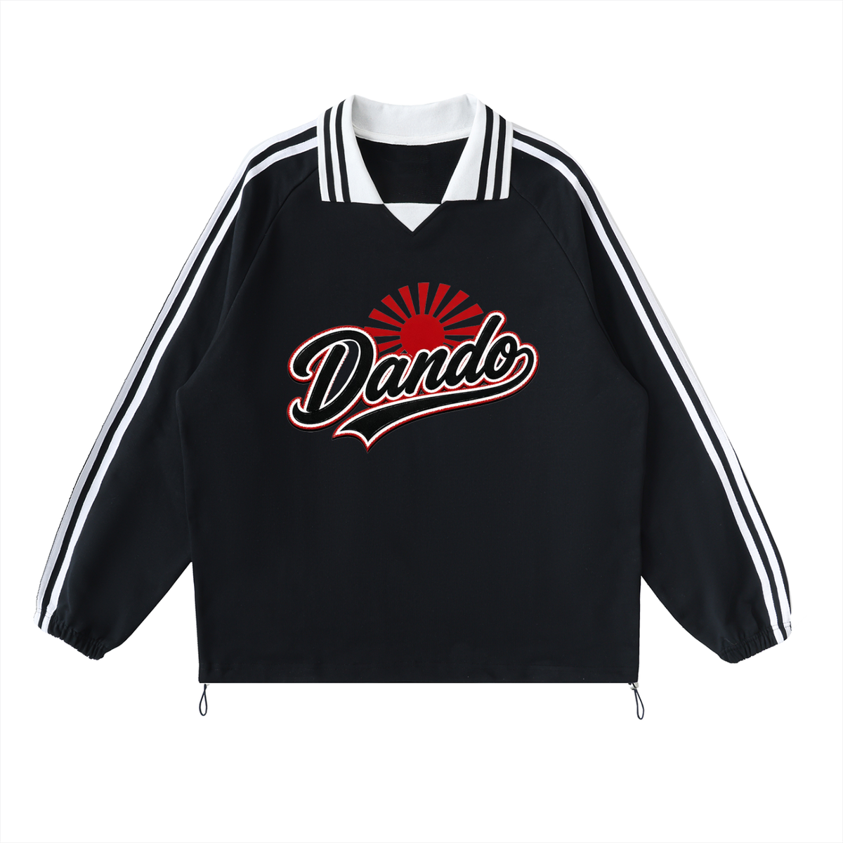 Dandō Rising Sun Striped Lapel Collar Sweatshirt