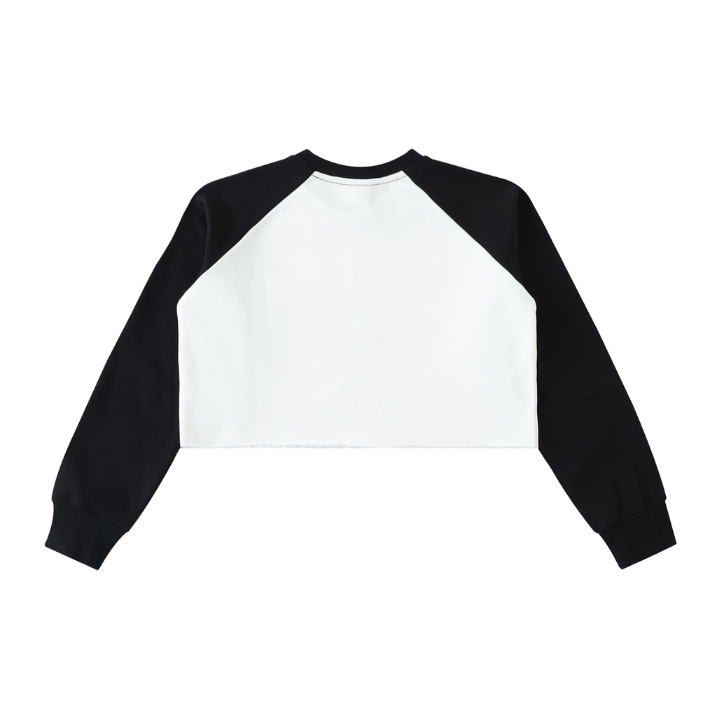 Dandō Bad Girl Raw-Hem Color-Block Raglan Crop Sweatshirt