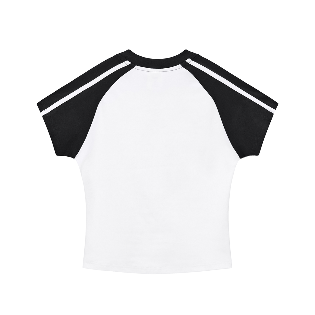Dandō Skate Betty Contrast Stripes Bodycon Raglan Sleeve Shirt
