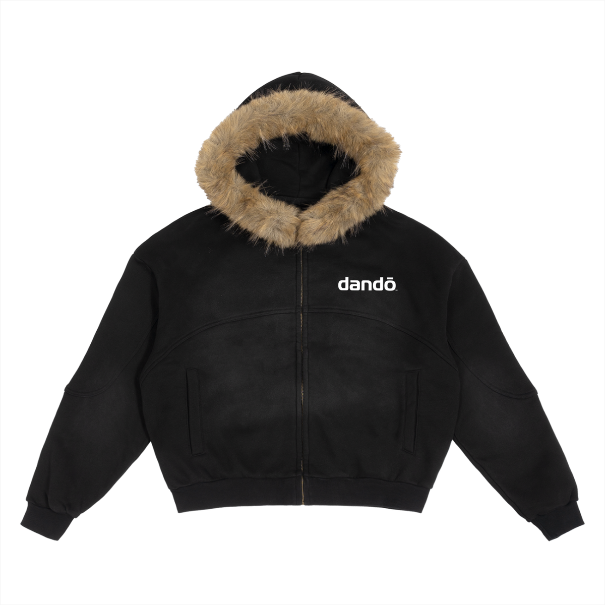 Dandō Sun Fade Boxy Detachable Fur Hoodie