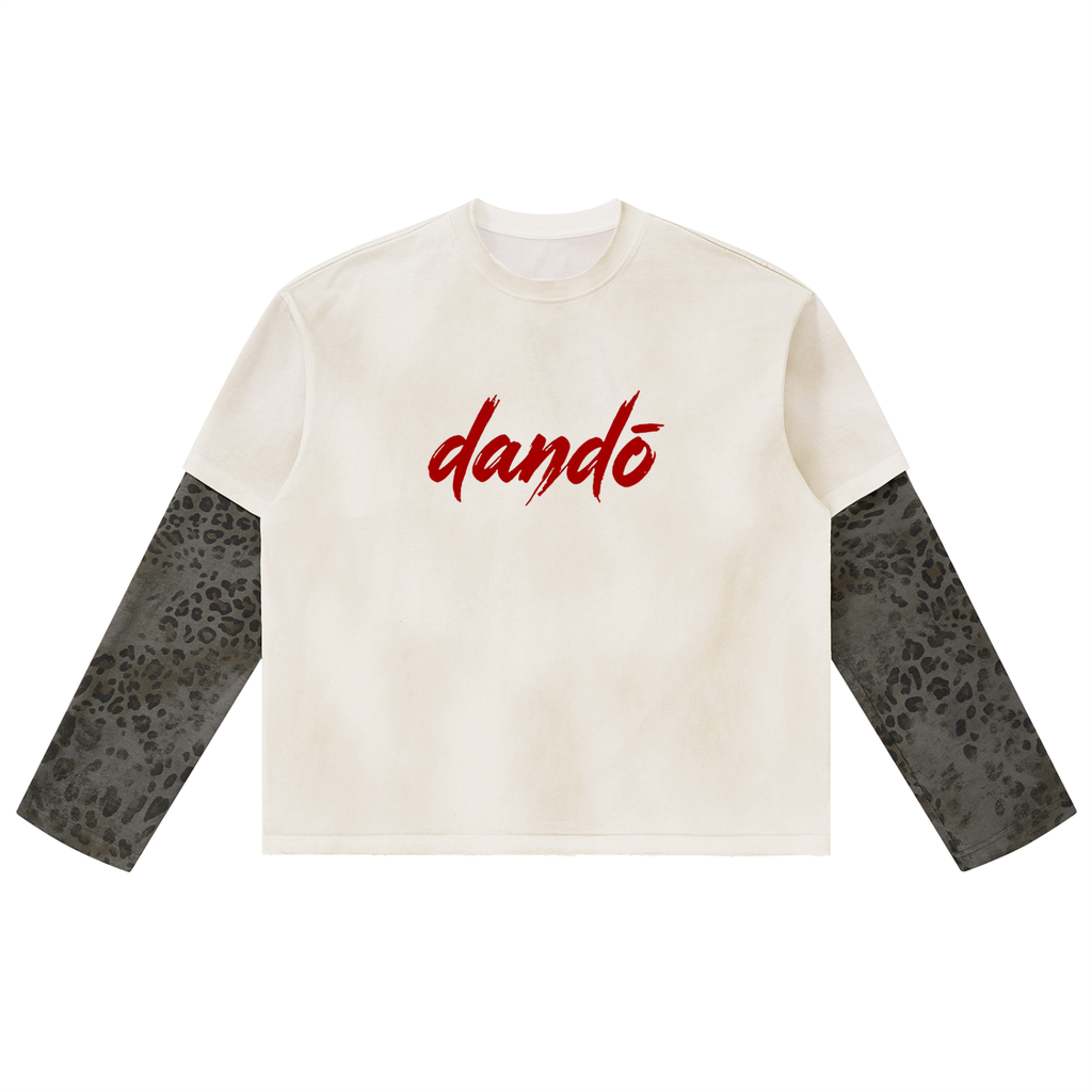 Dandō Vintage Wash Leopard Paneled Layer T-Shirt