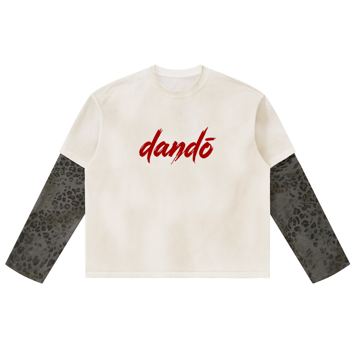 Dandō Vintage Wash Leopard Paneled Layer T-Shirt