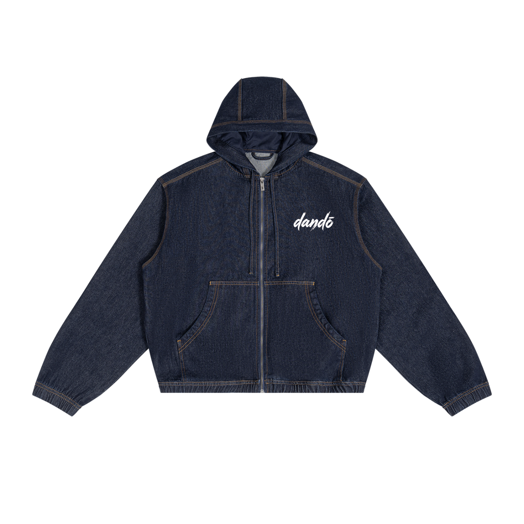 Dandō Men's Boxy Vintage Wash Hooded Denim Jacket
