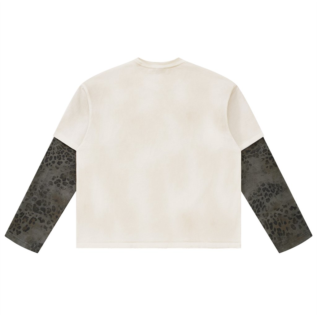 Dandō Vintage Wash Leopard Paneled Layer T-Shirt